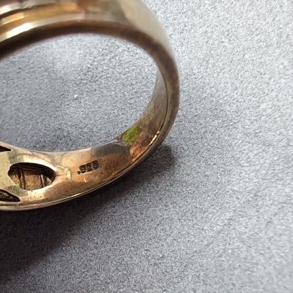 Men's Size 10 Silver 925 Ring With Black Stone And Accents - Picture 6 of 11